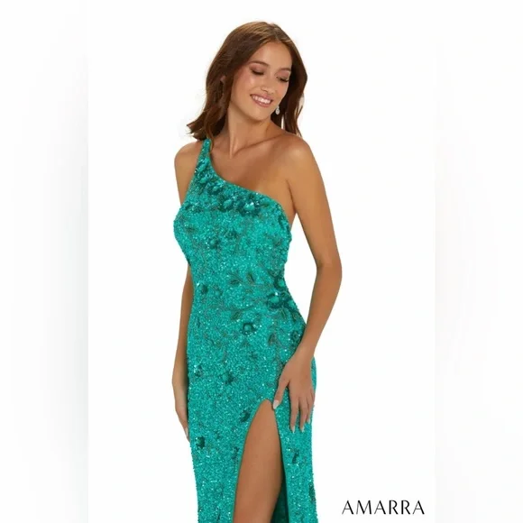 Amarra | Dresses | Amara Candy Green Size Sequin Beaded Prom Dress |  Poshmark